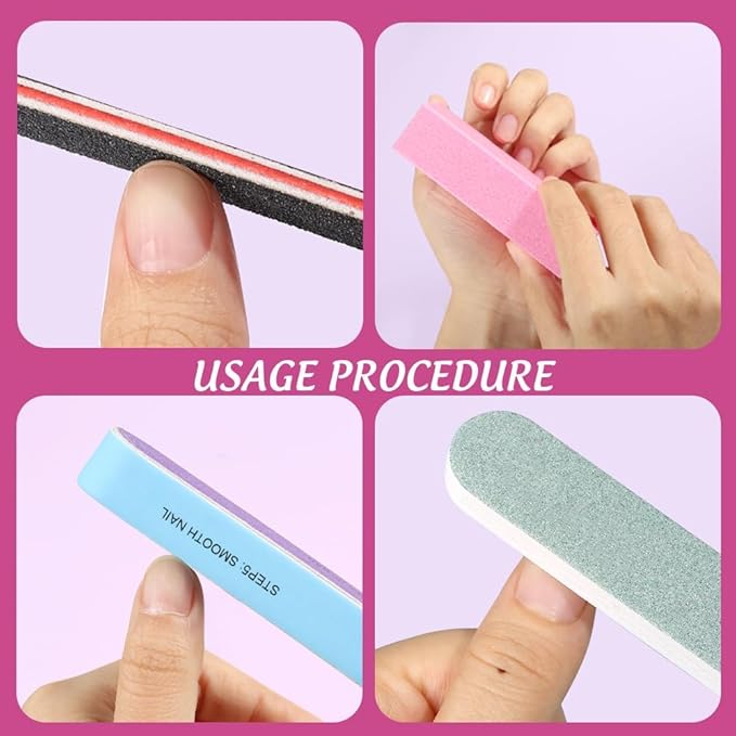 18PCS Nail Files and Buffers Set, Professional Manicure Tools Kit, Nail Buffer Block & 100/180 Grit Nail File, 7 Way Nail File & Double Side Nail Polishing Buffer, Nail Files Emery Board and Brush