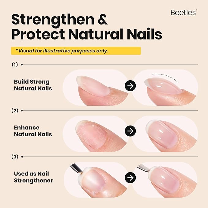Beetles Builder Gel for Nails-Garnet Glow 0.5 oz 8 in 1 for Building Apex Strengthening Thickening Extension DIY Salon at Home for Beginner,Red Builder Nails Gel,Halloween Nails,LED & UV Lamp Needed