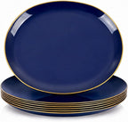 6PCS Oval Blue Plastic Plates by WDF