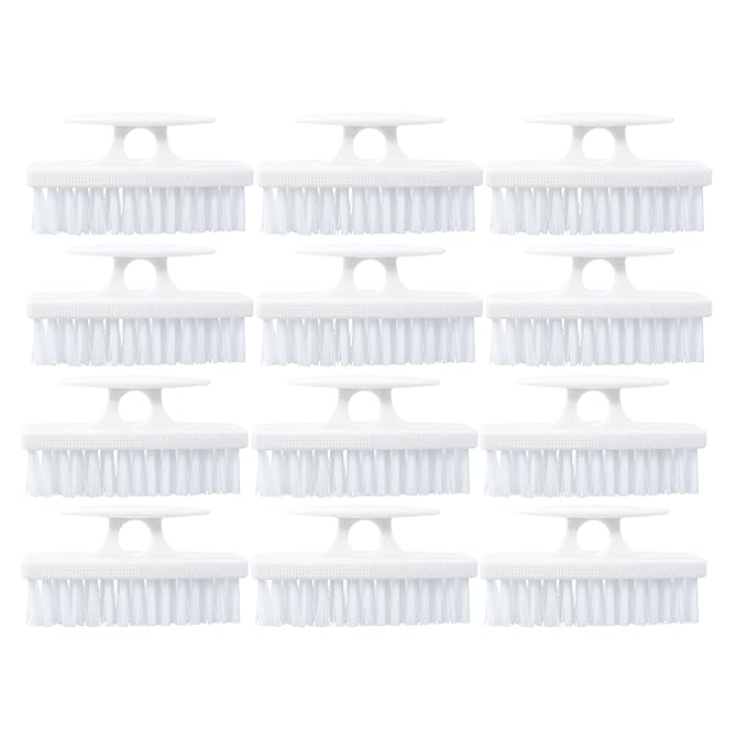 Nail Brush for Cleaning Fingernails, Nail Scrubber Brush, Toe Foot Hands Fingernail Brush Cleaner- Small Scrub Brush- All-Purpose Stiff Cleaning Brush (12 Pack, White)