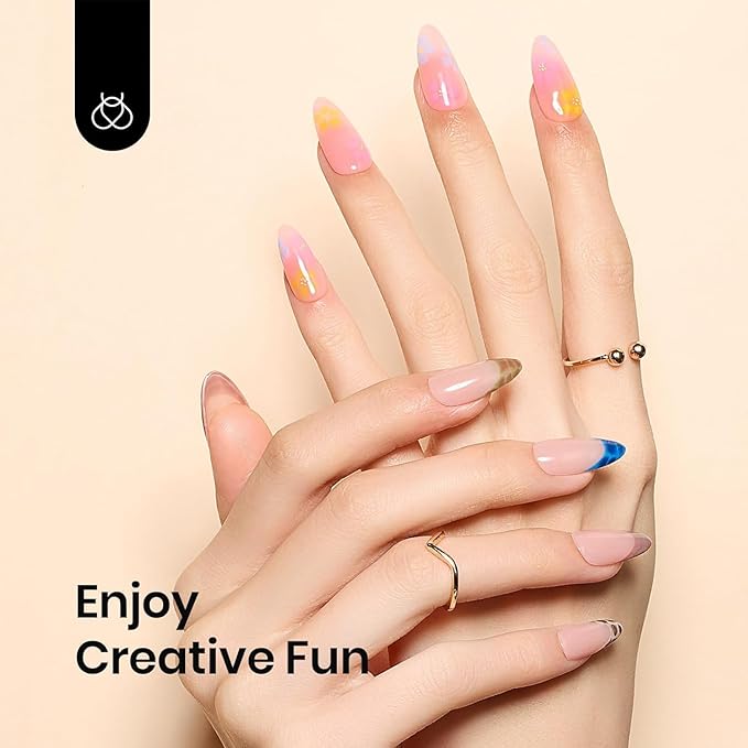 Beetles Blooming Gel & Base Top Coat Set, 3PCS 15ML Shine Finish Long Lasting No Wipe Top Coat Gel Nail Polish Base Spreading Marble Effect Soak off UV LED Nail Art Gifts for Women