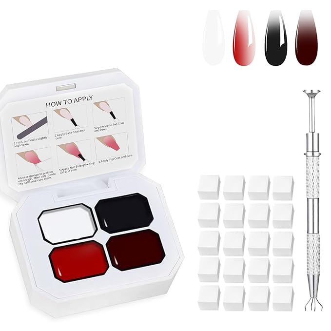 Ombre Gel Patting Gradient Nail Polish Set 4 Colors For Daily Nail Art, Nail Painting Gel Paint Drawing Ombre Nail Polish