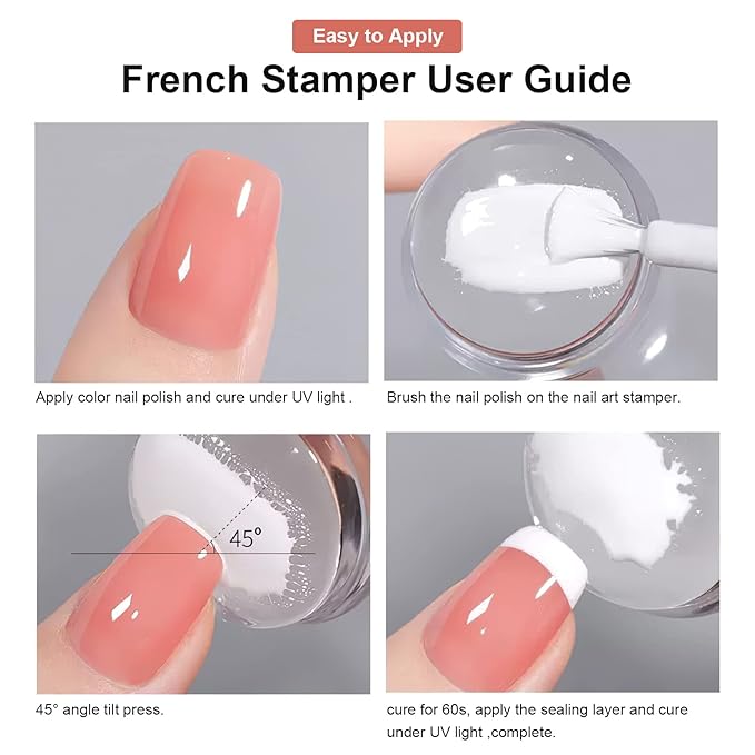 8PCS Nail Art Stamper Clear Silicone Nails Stamping Jelly with Scraper Transparent Visible Body DIY Manicure Nail Art Tool M
