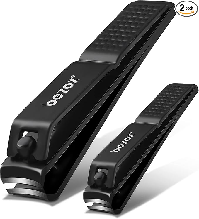 BEZOX Toe Nail Clippers Set of 2 - Stainless Steel Toenails Clippers for Thick Nails for Seniors, Fingernails Clipper for Men and Women - Sharp Nail Cutters and Nail Trimmers