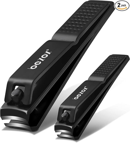 BEZOX Toe Nail Clippers Set of 2 - Stainless Steel Toenails Clippers for Thick Nails for Seniors, Fingernails Clipper for Men and Women - Sharp Nail Cutters and Nail Trimmers