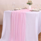 4 Pcs 10FT Blushing Pink Chiffon Table Runners 30x120 Inches Spring Boho Rustic - Image 6