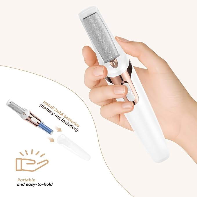 Electric Foot Callus Remover, Electronic Foot File, Portable Electric Callus Remover for Feet, Pedicure Tools for Dead Skin Calluses (White)