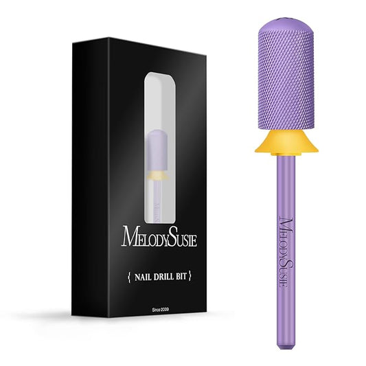 MelodySusie Safety Nail Drill Bits, 3/32'' Smooth Round Top Large Barrel Carbide Bits, Suitable for Manicure Pedicure Cuticle Gel Polishing, Beginners Bits, Purple, Series Bit-S, XF