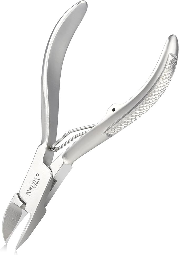 NIVICO Nail Cutter 4" - 10cm, Single Leaf Wire Spring - Professional Nail Clipper Printed Handle Satin Finish, Stainless Steel Nail Trimmer Single leaf Wire Spring for Manicure