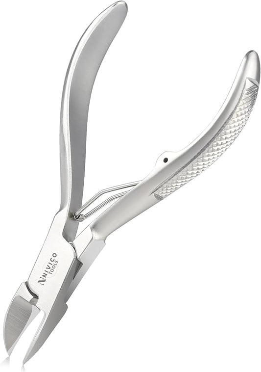NIVICO Nail Cutter 4" - 10cm, Single Leaf Wire Spring - Professional Nail Clipper Printed Handle Satin Finish, Stainless Steel Nail Trimmer Single leaf Wire Spring for Manicure