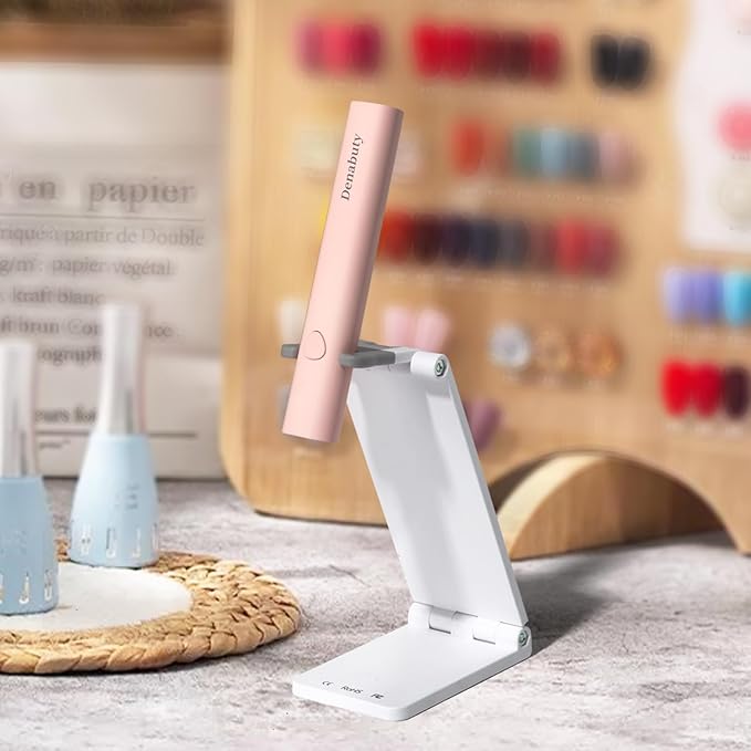UV Light for Gel Nails, Denabuty Mini U V LED Nail Lamp Handheld with Stand, Portable Nail Dryer Rechargeable USB Cordless, Nail Light with 2 Timers for Fast Drying, Pink