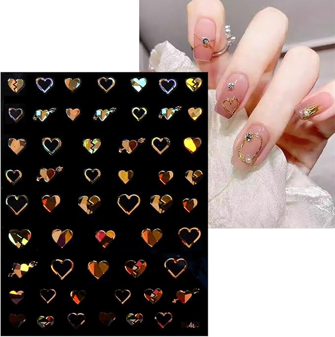 JMEOWIO 9 Sheets Marble Line Nail Art Stickers Decals Self-Adhesive Gold Nail Supplies Nail Art Design Decoration Accessories
