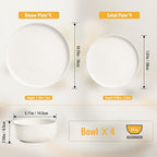 EWFEN Plates and Bowls Sets, 12 Pieces Ceramic Dinnerware Set - Image 4