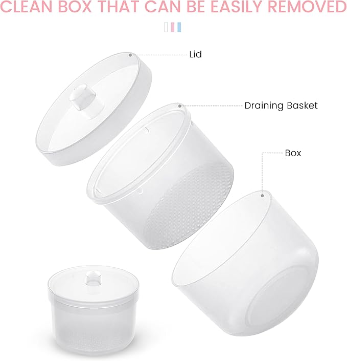 Nail Soaking Tray Box Cleaner Pot for Scissors Tweezers Nail Art Tools Manicure Soaking Tray Clean Box Nail Drill Bits Clean Box -Clear