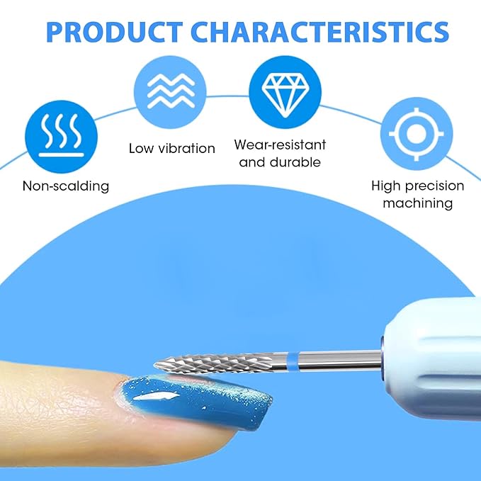 3/32" 5 in 1 Professional Carbide Nail Drill Bits Sets, 3 Pack Tungsten Safety Drill Bits Tech, Cuticle Bit Fast Remove for Manicurist Nail Salon Manicure Pedicure Gel Polishing (3 Shapes)