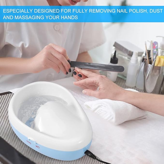 Manicure Bowl,Nail Soaking Bowl,Electric Massage Nail Soaking Bowl for Nail Polish Remove,Dead Skin Softening Beauty Manicure Tool Blue