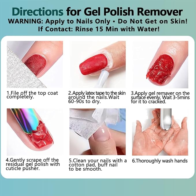 Gel Nail Polish Remover 15ml, No Need Soaking or Wrapping Gel Remover for Nails, Easily and Quickly Removes in 3-5 Minutes