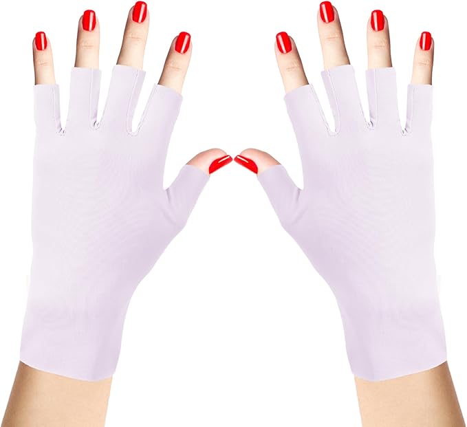 Gloves for Gel Manicure Protection, Gel Nail Gloves for Nails, Professional Fingerless Protection Glove for Home DIY & Salon Use, Nail Art Accessories, Purple