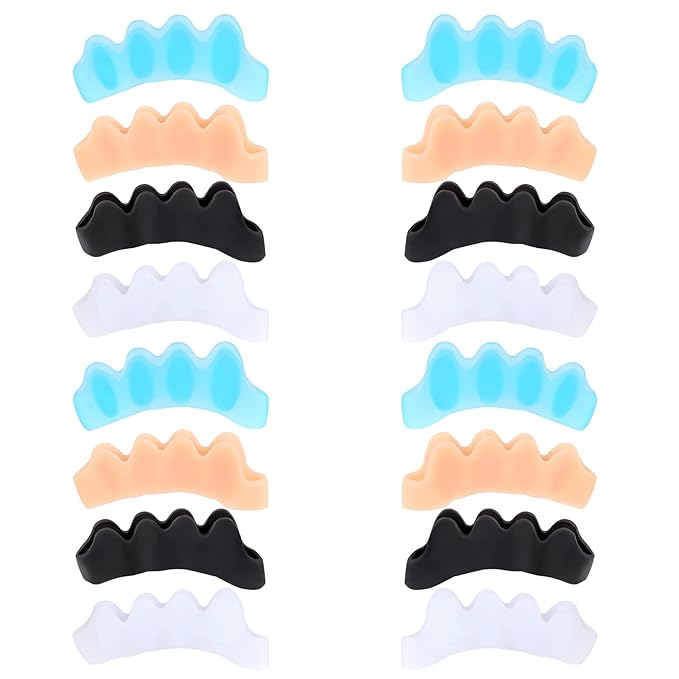 16 PCS Professional Toe Separators, Five - Ring Silicone Toe Spacers, Toe Stretcher Correctors, Ideal for Correct Bunions, Restore Toes Original Shape, Yoga, Pilates or Other Exercises