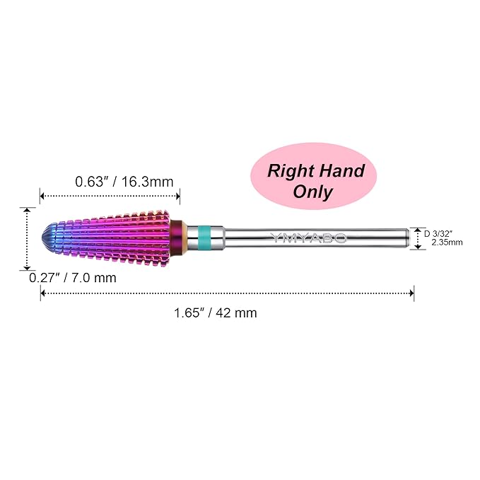 Nail Drill Bit,Professional 3/32" Purple Tornado Carbide Tungsten Multifunction Bits， Fast Remove for Hard Gel and Acrylic, Manicure Pedicure Cuticle Nail Polishing Tool-Coarse