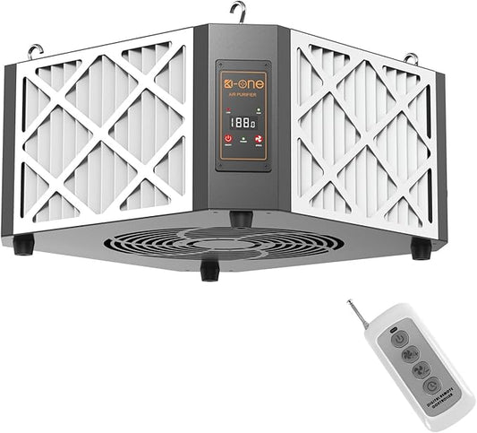 Air Filtration System, 360 Degree 2-Speed(1050/1400 CFM) Hanging Ceiling Dust Collectors for Woodworking, Remote Controlled Dust Collection Systems, 2 Stage Filtration, for Shop Garage