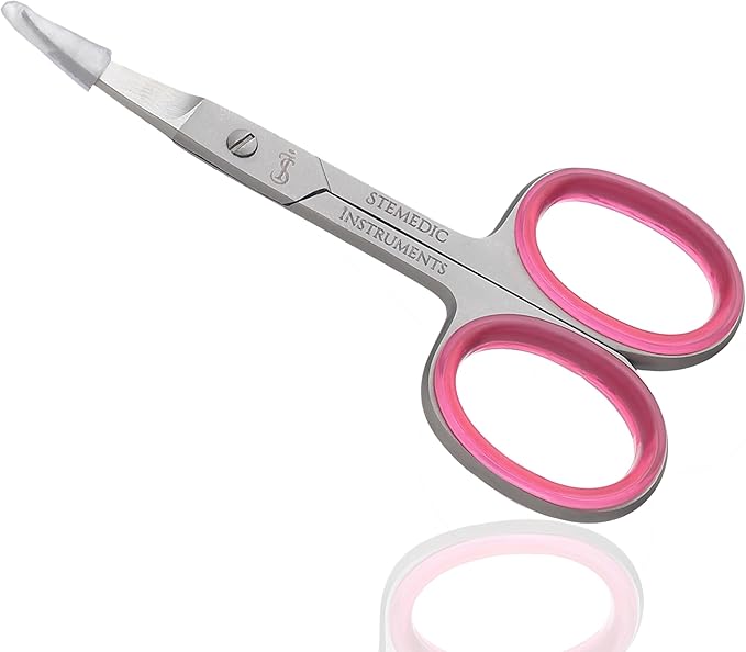 Nail Scissors Curved Eyebrow Scissors for Nail, Cuticle, Eyelashes, Nose Hair, Mustache and Beard - Manicure and Pedicure Small Scissors for Men and Women