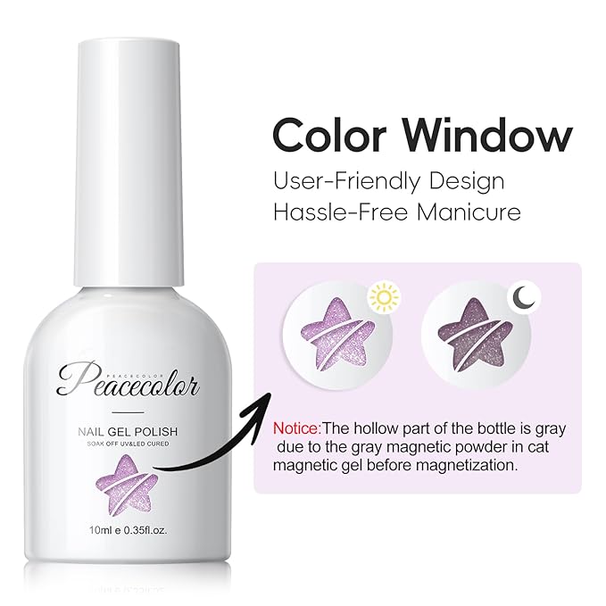 PEACECOLOR Cat Eye Gel Nail Polish Set, 6 Colors Blue Green Pink Glitter Manicure Starter Kit for Salon Need Lamp Curing Nail Art DIY at Home1