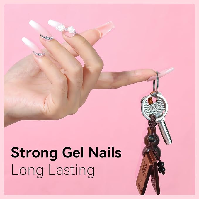 Makartt Poly Nail Gel French Manicure Kit : White Pink Hard Gels for Extension 15ML, UV LED Nail Lamp, Base Top Coat, Dual Forms, 100/180 Nail File, Silicone French Nails Stickers, All in One Set