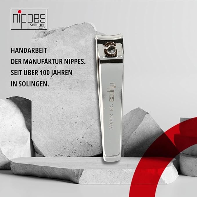 Nippes Professional Nickel Plated Fingernail Clipper - for Finger, Toenail, Cosmetics - Quality Handmade in Solingen Germany - Professional Grade - Ergonomic Hand Grip - Sharp and Safe Design