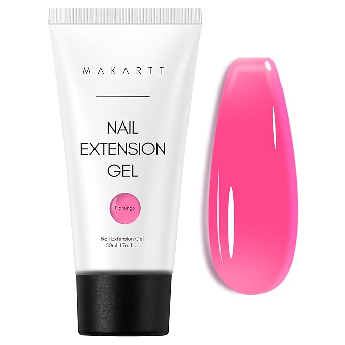 Makartt Poly Nail Gel, Hema-Free Gel Builder for Extension, Dark Hot Pink Color 50ML, Natural-Looking Strengthener 3D Diy Hard Gel Salon Manicures Supplies At Home-Flamingo