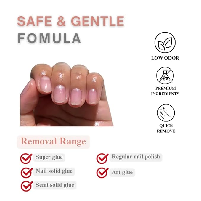 Nail Glue Remover Pen for Press On Nails, Portable Fast-Acting Jojoba Oil Formula, Acetone-Free, At-Home & Travel Care 2ml/0.11fl. oz. (1 Pcs Nail Glue Remover Pen)