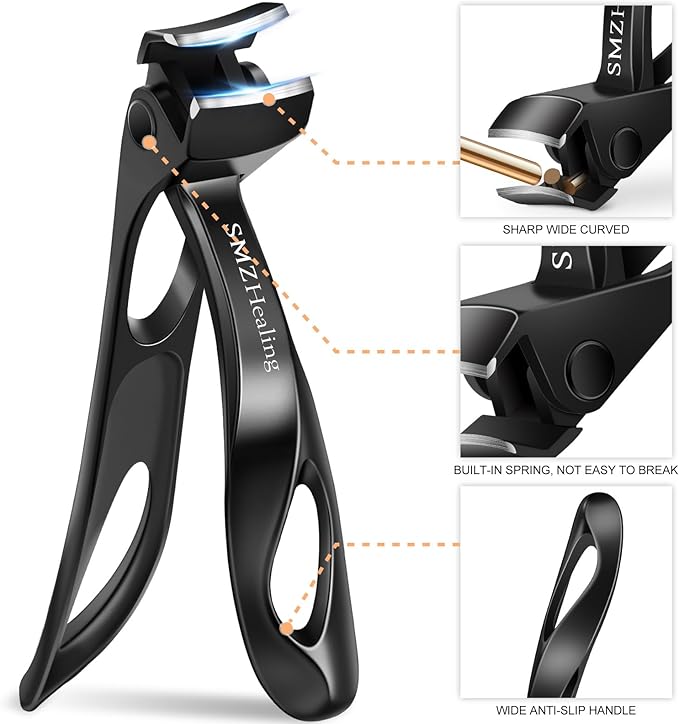 Stocking Stuffers for Men 2025, 15° Curved Head Large Toe Nail Clippers for Seniors Thick Nails, Wide Jaw Opening Heavy Duty Fingernail Clipper with Long Handle