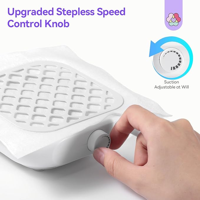 SAVILAND Advanced Nail Dust Collector: 5X Stronger Dust Collector Nail Tech & Portable Powerful Suction Nail Vacuum Dust Collector for Nails 6000 RPM Nail Tech Must Have Speed Nail Dust Fan for Home