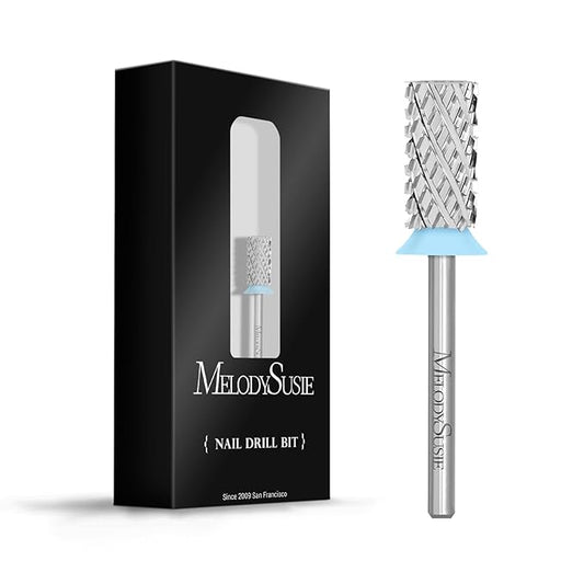 MelodySusie Large Barrel 3/32'' Tungsten Carbide Nail Drill Bit, Fast Remove Acrylic Gel, Cuticle Gel Polishing for Manicure Pedicure, Silver, Series Bit-S, 4XC
