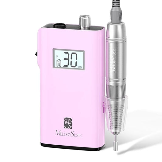 MelodySusie Professional Nail Drill, 30000 RPM Rechargeable Electric E File, SC320H Acrylic Gel Grinder Tools,Portable Nail Drill with 6 Bits Efile for Gel Nails Removing Manicure Pedicure Salon