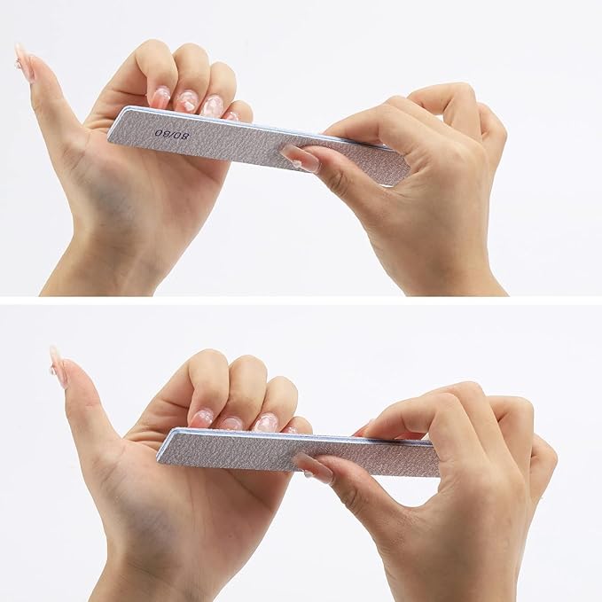 15 Count 80/80 Grit Nail Files for Acrylic Nails, Reusable Buffering Files Double Sided Emery Boards for Nails