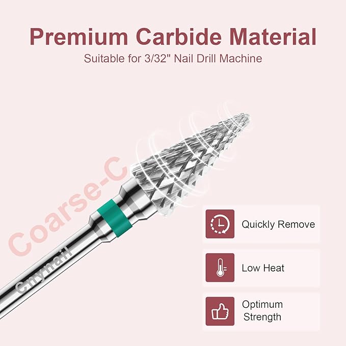 3/32" 2PCS Clean Umberllas Bits Coarse Grit Carbide Cuticle Cleaner Bit for Electric Nail Drills – Professional Manicure Tool for Nail Salons and Home Use (C Grit. Silver)