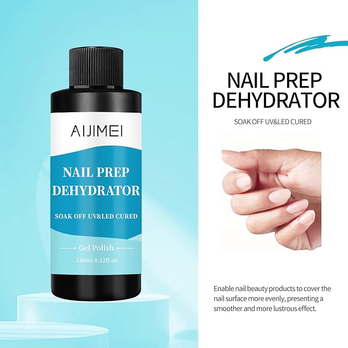 AIJIMEI 240ml Nail Dehydrator Dehydrator Prep for Nail Gel Polish Professional Nail Preparation for Smooth Gel and Acrylic Application Dehydrator for Acrylic 8 Fl Oz