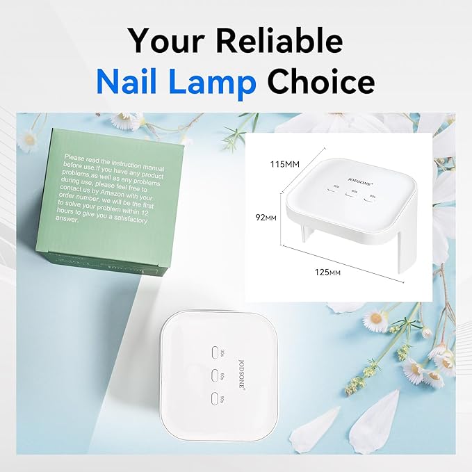 JODSONE U V LED Professional Nail Art Lamp Large Space for Foot Nail, Sensor 3 Timing Modes for DIY at Home, White