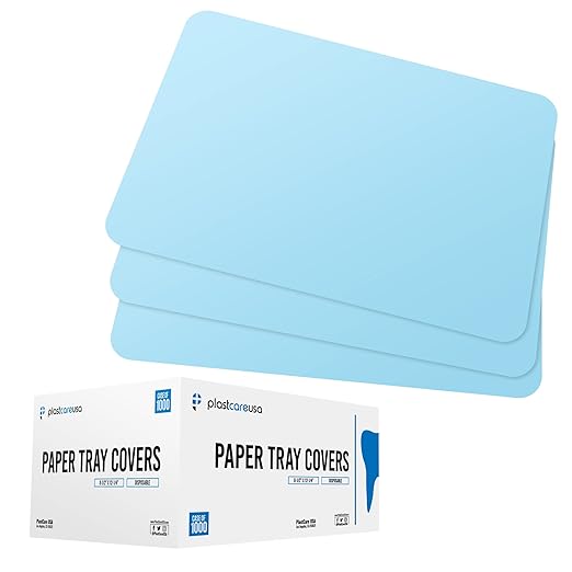 PlastCare USA Blue Disposable Tray Liners, Sanitary Covers for Size B Dental, Surgical, Medical Tray, Tattoo Table Station, Aesthetician Supplies, Single Use Paper Sheets 8.5" x 12.25", 1000 Pack