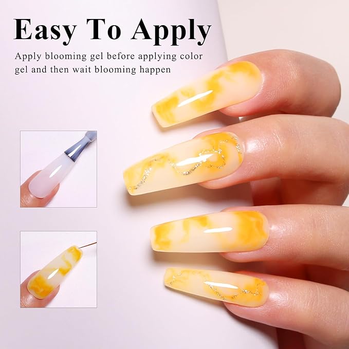 Imtiti Clear Blooming Gel, 15ML Blooming Gel Nail Polish For Spreading Effect Marble Nail Polish Gel Painting Soak Off UV Led Blossom Gel For DIY Color Flower Watercolor Magic Beauty Gift