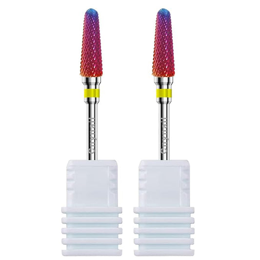 3/32" 2PCS Clean Cone Bits Extra Fine Grit Carbide Cuticle Cleaner Bit for Electric Nail Drills – Professional Manicure Tool for Nail Salons and Home Use (XF Grit. Purple)