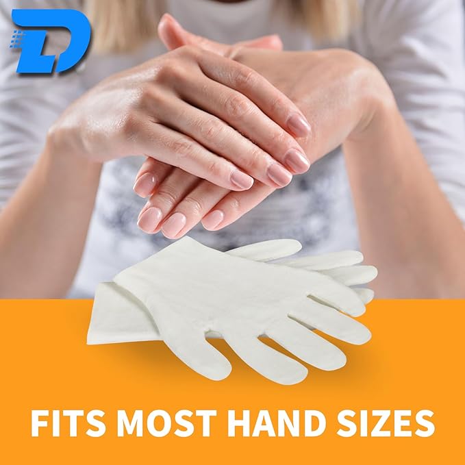 White Cotton Gloves for Dry Hands, Moisturizing Eczema Relief, Breathable Thin Glove Liners for Women & Men, Stretchable Cloth Gloves for Serving, Inspection, SPA