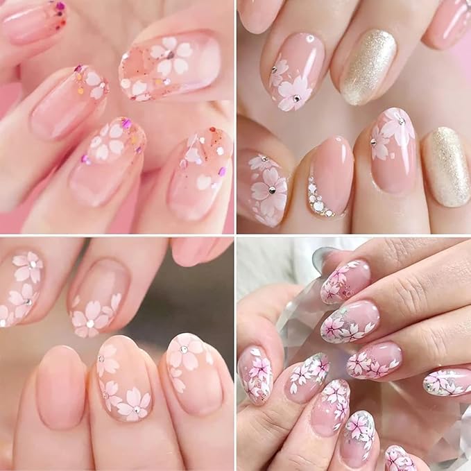 30 Sheets Flower Nail Art Stickers Pink White Flower Nail Stickers 3D Self Adhesive Cute Daisy Floral Nail Decals Nail Supplies Nail Art Design Decoration Accessories for Women Girls