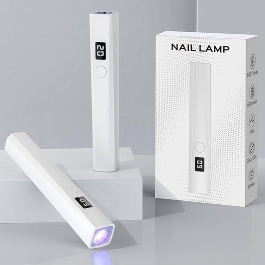Handheld UV Light for Gel Nails, 5W LED Cordless Gel X Nail Lamp Rechargeable with LCD Display, Mini Nail Dryer, Fast Curing (White)