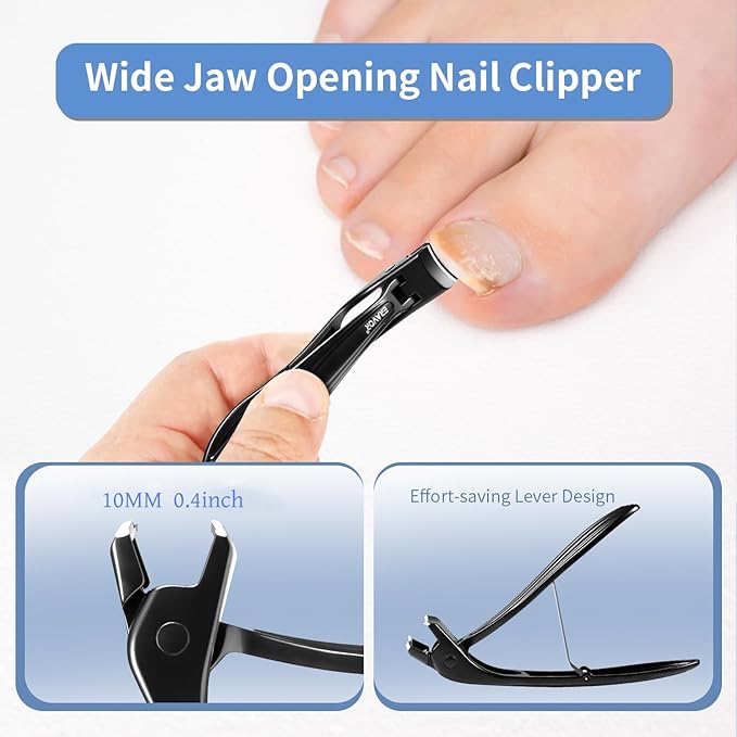 Nail Clippers for Men & Women - Upgrade Angled Head Large Toe Nail Clippers for Men with Wide Jaw Opening, Sharp Heavy Duty Fingernail Clipper Cutter, Premium Steel with Nail Catcher - Black