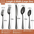 20 Pcs Black Silverware Set for 4, Food Grade Stainless Steel Flatware Set - Image 2
