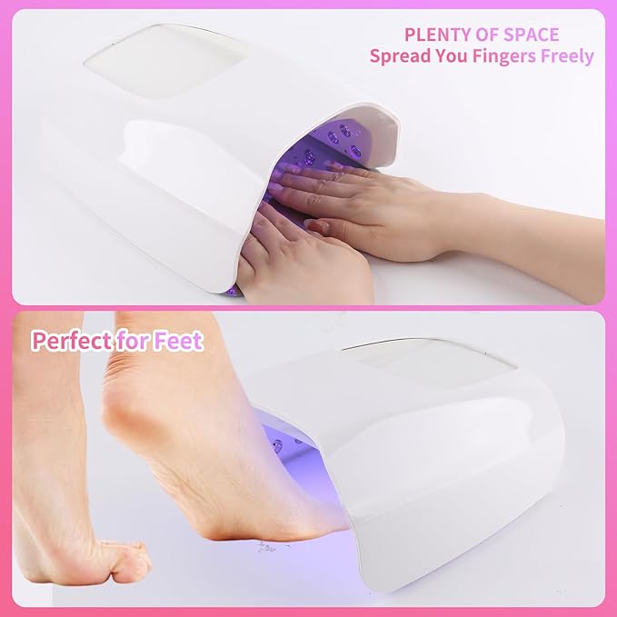 126W Cordless Rechargeable UV LED Nail Lamp,Professional UV Light for Gel Nails Gel Curing Lamp with 4 Timer Setting Auto Sensor, LED Nail Dryer for Fingernail and Toenail Home (WHITE01)