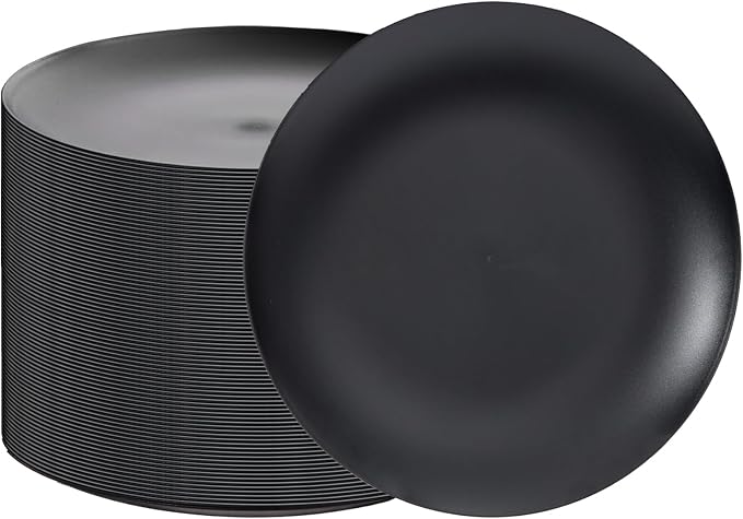 ejonirinjonir 80pcs Heavy-Duty Black Dessert Plates by Ejonirinjonir