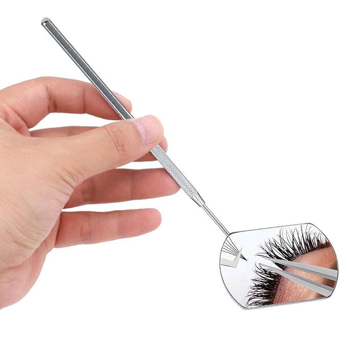 Lash Mirror Square Shape 14CM Handle (Silver) (Simple Packaging)